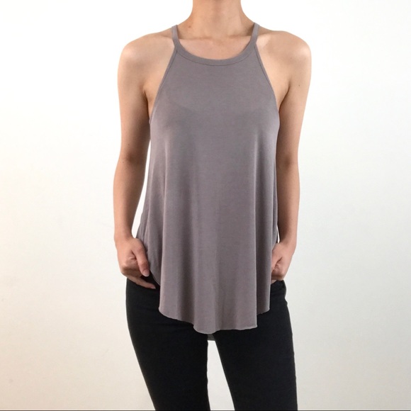 Sienna Sky Tops - Sienna Sky High Low Taupe Long Tank Top